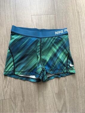 Nike Kids Green-Blue Athletic Swim Trunks